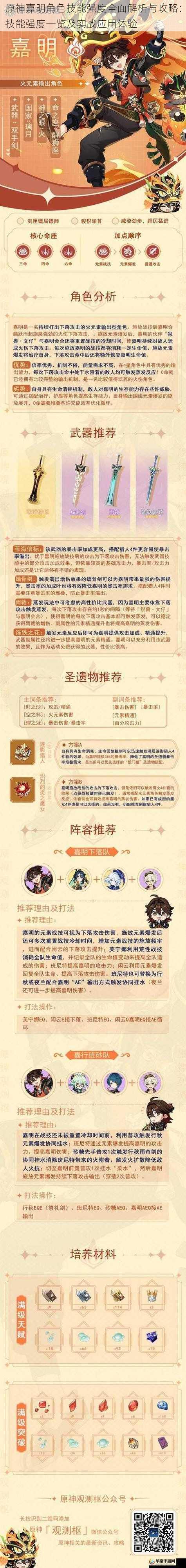 原神嘉明角色技能强度全面解析与攻略:技能强度一览及实战应用体验